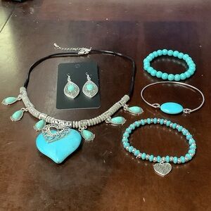 Turquoise Heart Jewelry Set